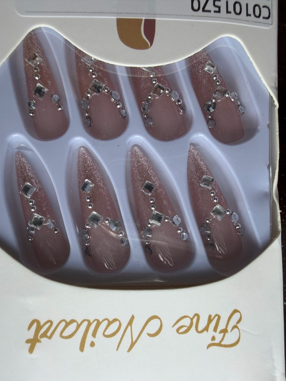 Luxury Nude Pink Crystal Stiletto Press-On Nails